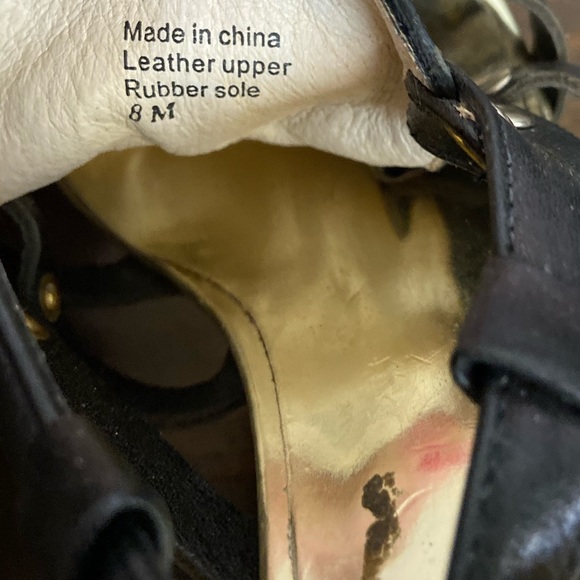 Michael Korrs leather black gold stilleto Heel 8 rubber lower opentoe sling back - Picture 4 of 7